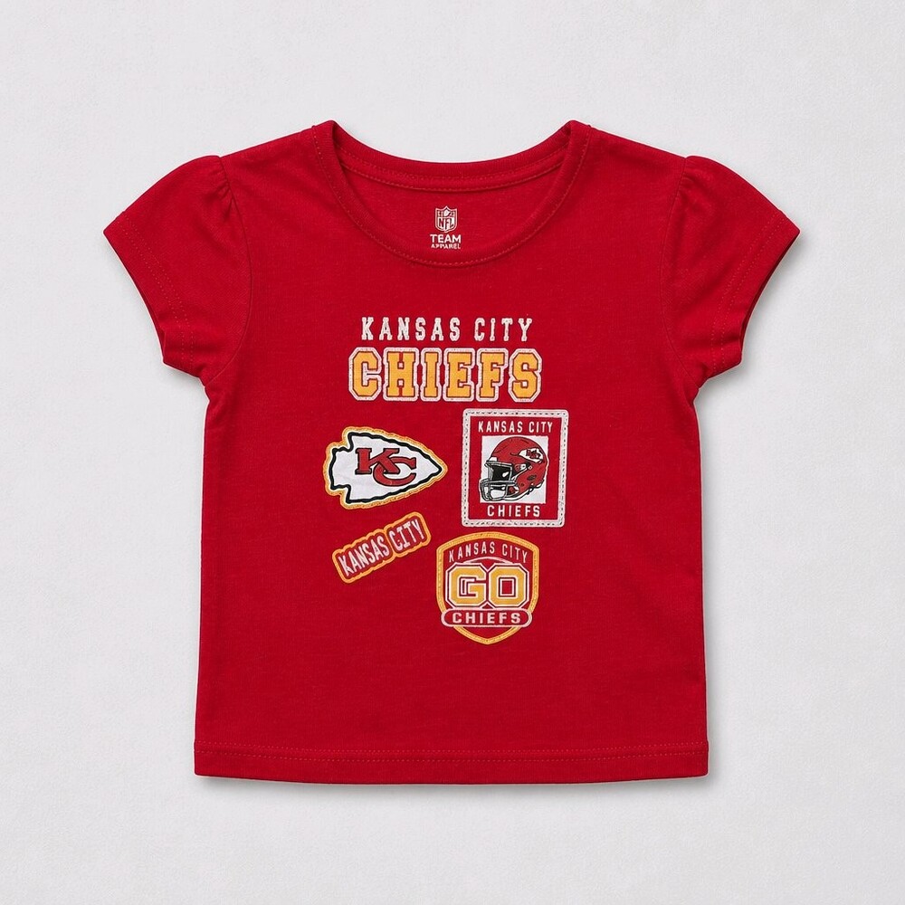 NFL Team Apparel Girls Glittery Kansas City Chiefs Toddler T-Shirt 4T Red Cotton